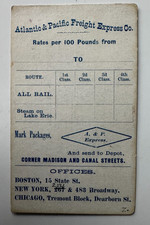 ca 1800s Atlantic & Pacific Freight Express Co Rate Quotes Card RR steamship picture