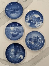 Vintage Bing & Grøndahl (B&G) Blue Cobalt Christmas Plates — Lot of 5 picture