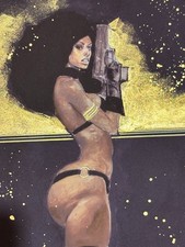 Mark Beachum LE GOLD LEAF embellished giclee DEADLY NIGHTSHADE BAD GIRL pin-up picture