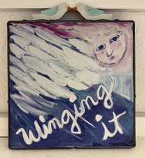 NANCY THOMAS Folk Art 1995 “Just Winging It” with Bird Top Rare picture