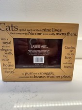 Vintage 1998 Laser Art Wooden Cat Picture Frame – 4x6 Photo – Cat Quote picture