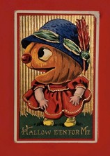 A/S Wall Halloween Postcard Jack O' Lantern Girl Festive Clothing Series N. 7107 picture
