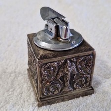 Vintage Siam Sterling Silver Table Lighter Box - Repoussé Base W/German Ronson picture