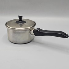 Vintage Regal Pyro 3 Ply 18-8 Stainless Steel 1 Qt Stock Pot & Lid Made USA picture
