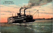 Antique 1910s Steamer Quincy on Mississippi River Postcard - Diamond Jo Line picture
