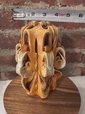 Vintage 70s Hand carved Ribbon Swirl Candle Large Groovy Hippie picture