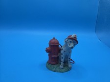 Vintage Dalmatian Firefighter Dog Christmas Ornament Hydrant Fire Pup Resin picture