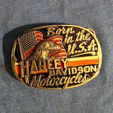Vintage 1991 Harley-Davidson Born In The U.S.A. Belt Buckle Made by Baron USA B1 picture