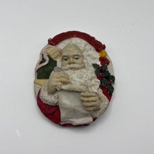 Vtg Santa Claus Merry Christmas Resin Refrigerator Magnet Holiday Kitchen Decor picture