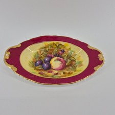 Aynsley Orchard Gold Fruit Still Life Bone China Dish Maroon Gold England picture