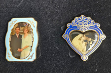 Princess Diana & Prince Charles 1981 Wedding Commemorative 2 Illustrated Pins picture