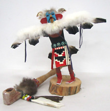 Vintage Native American Indian Kachina Eagle Dancer Doll + Handcrafted Pipe picture