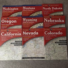 Lot 9 Gazetteer Atlas State Maps CA CO NV NE ND WY OR WA MO Topographic Roads picture