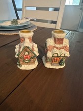 Vintage 1996 House With Chimney christmas candle stick holders picture