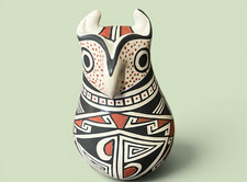 Mata Ortiz Pottery Owl Effigy Lourdes Villalba Paquime Folk Art Clay Mexican picture