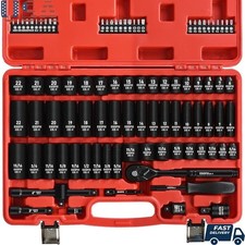 90PC 3/8 Drive Impact Socket Set Metric SAE Ratchet Wrench Tool Kit Mechanics US picture