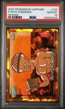2025 Topps Chrome Sapphire SpongeBob, Pyrite Ponderer Orange /25 PSA 10, POP 1 picture