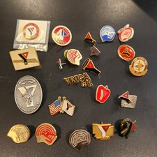 Vintage YMCA Pin Lot Collection Of 22- Multi-Era Logo Pins Volunteer Boston, NY picture