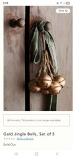 Anthropologie Gold Rustic Jingle Bells Set of 5 Christmas Ornaments picture