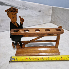 Vintage andy. capp  Wooden Tobacco Pipe Rack Stand,  Design, 5 Hole picture