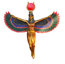 Ancient Egyptian Goddess Isis With Open Wings Wall Decor Isis Ra Deity Plaque picture