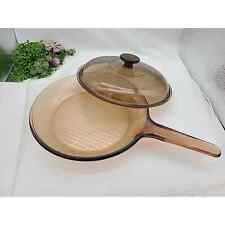 Pyrex Corning Ware Vision Amber 10” Glass Waffle Bottom Skillet With Lid - 10 in picture