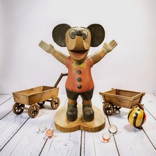 VTG Hand Carved Folk Art Mickey Mouse Wood Sculpture Figurine 12