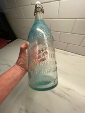 VTG Half Gallon  Polar Water Glass Bottle Red Cross Embossed Pittsburgh w/ bail picture