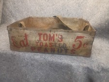Antique Vintage Toms Toasted Peanuts 5¢ Stadium Concession Tray With Sling picture