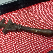 Antique Bemis & Call Adjusting Monkey Wrench Double Jaw Wood Handle 12 1/2” picture