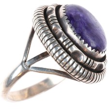 sz7 vintage Johnson Navajo sterling silver purple Charoite ring picture