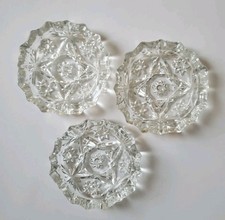 Crystal Coaster Anchor Hocking Ashtray 1960's Vintage Set of 3 picture