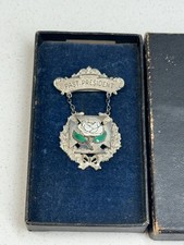 Vintage Sterling Silver Past President 1941 Fraternal Pin White Rose Badge picture