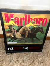 Vintage 1996 Marlboro Lighted Store Display Sign Cowboy Horse uncommon picture