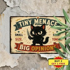 Funny Cat Double Sided Joke Sarcastic Kitten Humorous Metal Tin Sign Plaque picture