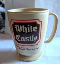 vintage plastic WHITE CASTLE coffee cup travel mug no lid picture