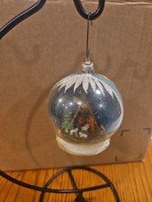 Vintage West Germany Mercury Glass Diorama Nativity Christmas Ornament Mica picture
