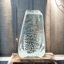 Vintage Clear Glass Crystal Paperweight Figurine Decor With Small Bubbles VTG picture