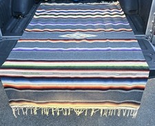Mexican Saltillo Style Serape Blanket Rug 85x47 Southwest Striped Woven Fringe picture