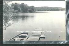NICE RPPC VIEW OF WOODEN BOAT AT DOCK OF MOUND LAKE IN GREY EAGLE, MN picture