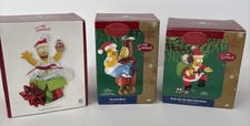 Simpsons Christmas Ornaments Lot Of 3 Carlton Cards Heirloom picture