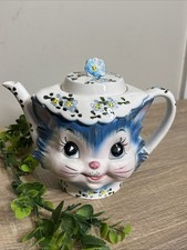 Vintage Lefton Miss Priss Kitty Cat Teapot W/Lid 1950s Japan MCM Kitsch ~ 4 Cup picture