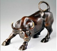 Big Wall Street Bronze Fierce Bull OX Statue picture