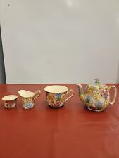 ROYAL WINTON CHINTZ SWEET PEA BREAKFAST 5 SET Piece. Sold As Is. picture
