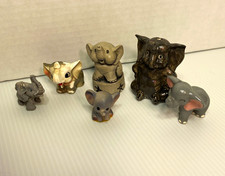 Lot of 6 Vintage Elephant Miniature Figurines Ceramic Resin Mt St Helens Ash picture