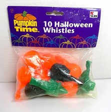 Vintage Pumpkin Time 10x Halloween Whistles Kmart Blow Mold Pumpkin Witch NOS picture