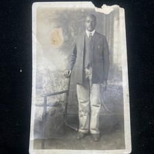 RPPC HANDSOME AFRICAN AMERICAN MAN POSTCARD James Robertson Virginia Suit picture