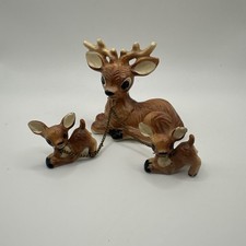Vintage Fairway Japan Deer Reindeer Chained Buck Fawns Ceramic Figurines picture