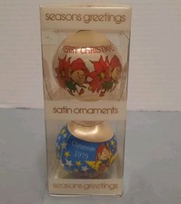 Vintage 1979 WWA American Greetings Holly Hobbie Elf Satin Ornaments Set of 2 picture