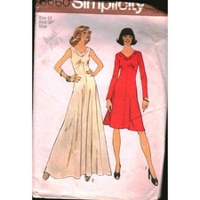 Vintage 1974 Simplicity 6660 Sewing Pattern Misses Cowl Neck Dress Size 12 B 34 picture